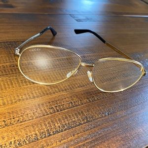 Gucci Gold Metal Oval Eyeglasses